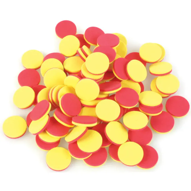 Hovedbilde Skumsjetonger, tofarget – rød/gul (200 stk)