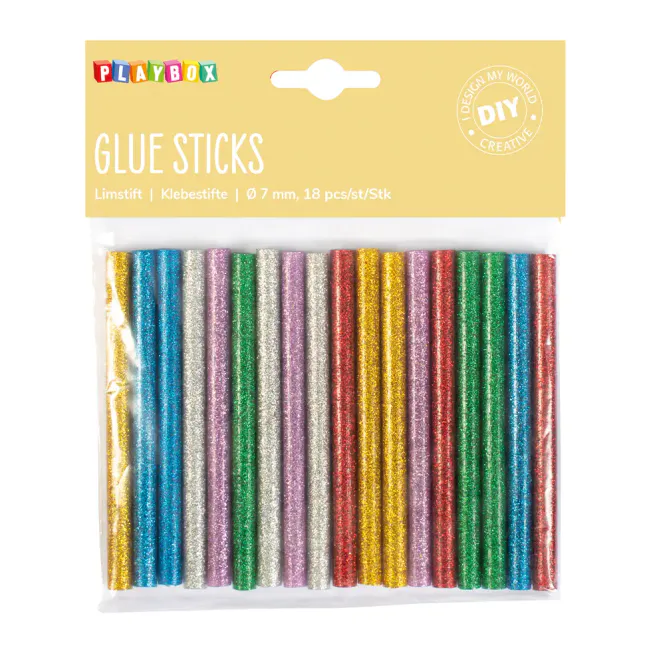 Hovedbilde Glitter limstaver – Ø7 mm, 18 stk