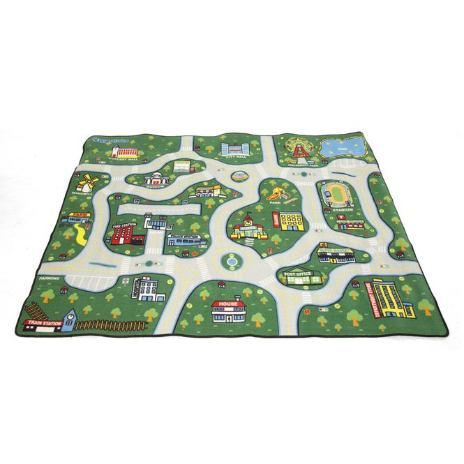 Hovedbilde Bilteppe med bykart og veier – 240 × 200 cm